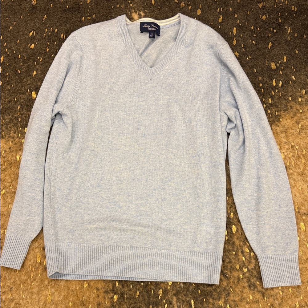 Luxury Cashmere CREMIEUX Sky Blue V-Neck Sweater MED